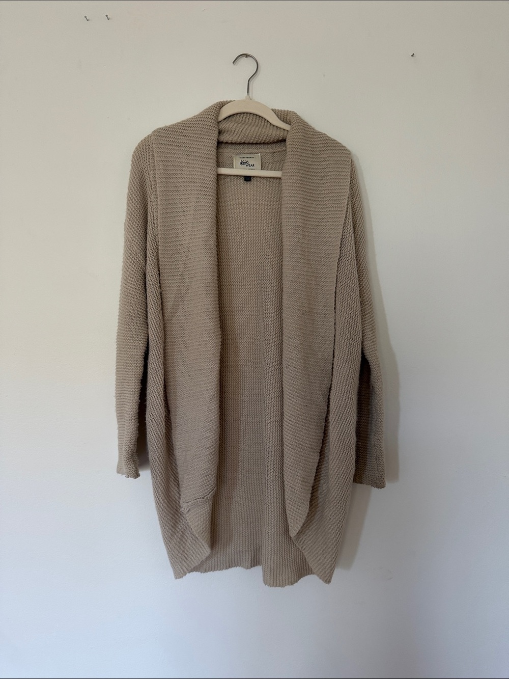 Cotton On Taupe Open-Front Chunky Knit Cardigan